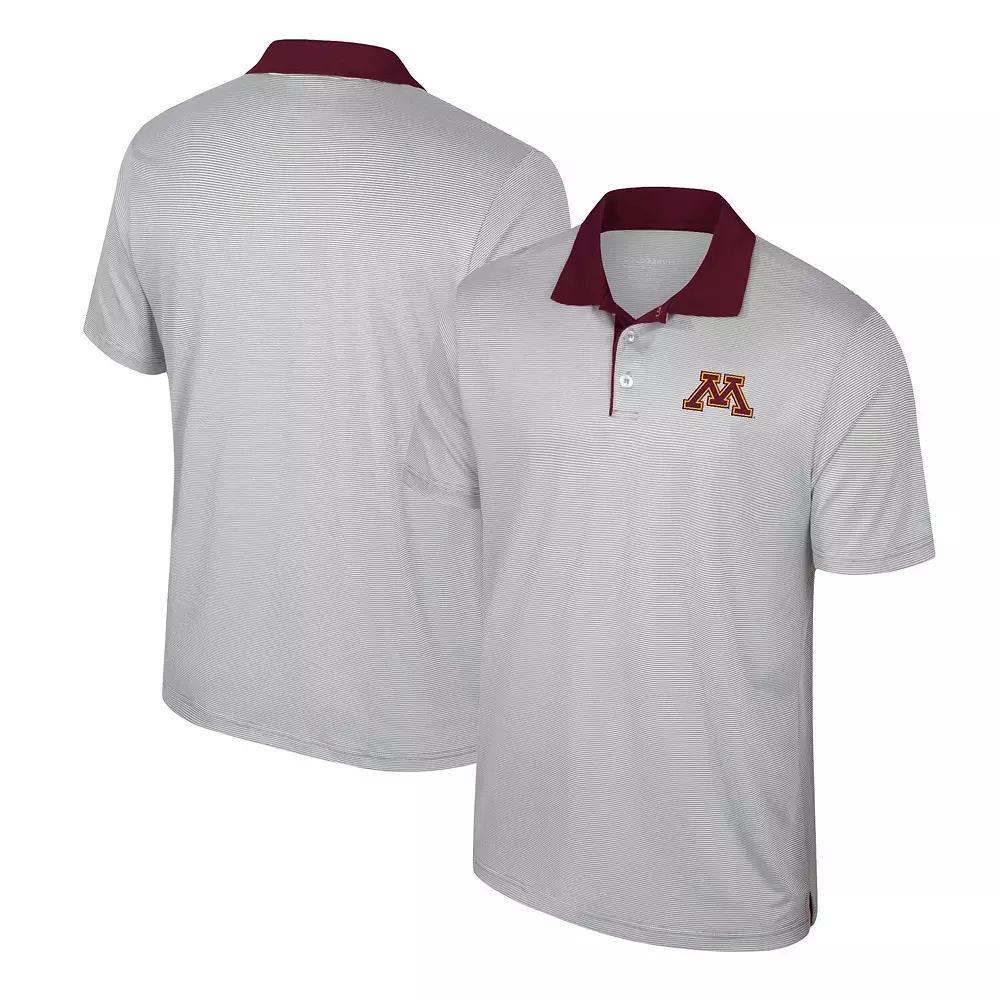 Men's Colosseum Gray Minnesota Golden Gophers Tuck Striped Polo,  Product Image