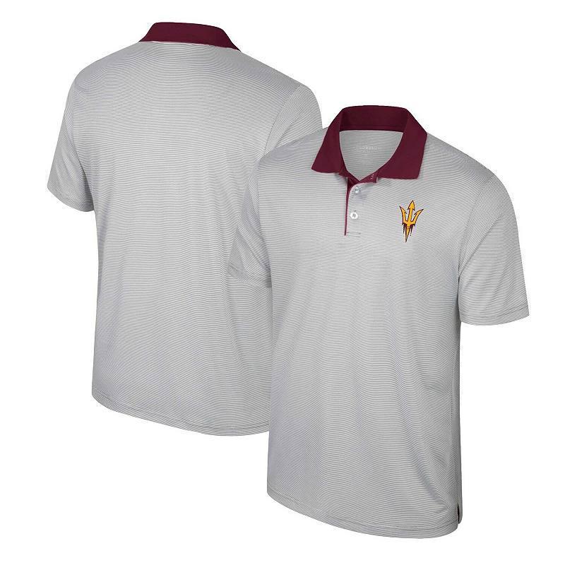 Mens Colosseum Gray Arizona State Sun Devils Tuck Striped Polo Product Image