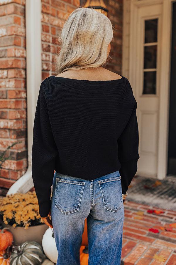 Cinnamon Chai Ribbed Sweater Top in Black Product Image
