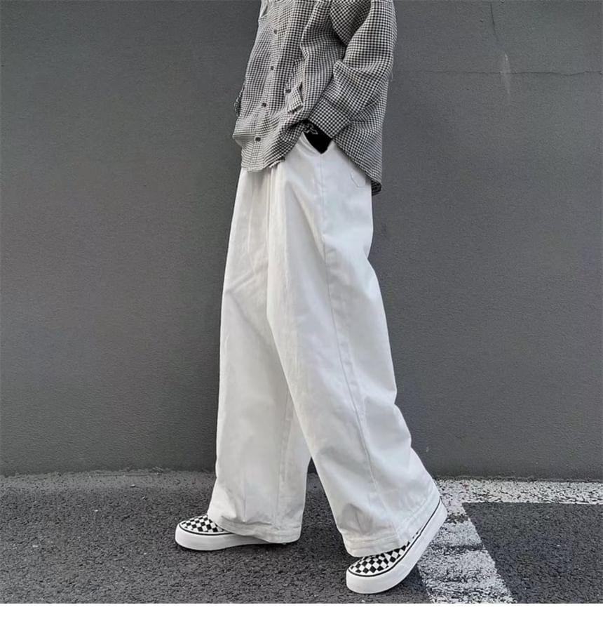 Mid Rise Plain Wide Leg Cargo Pants Product Image