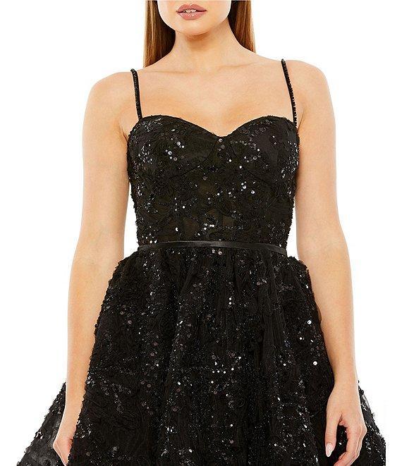 Mac Duggal Sweetheart Neck Bustier Sequined Mini Dress Product Image
