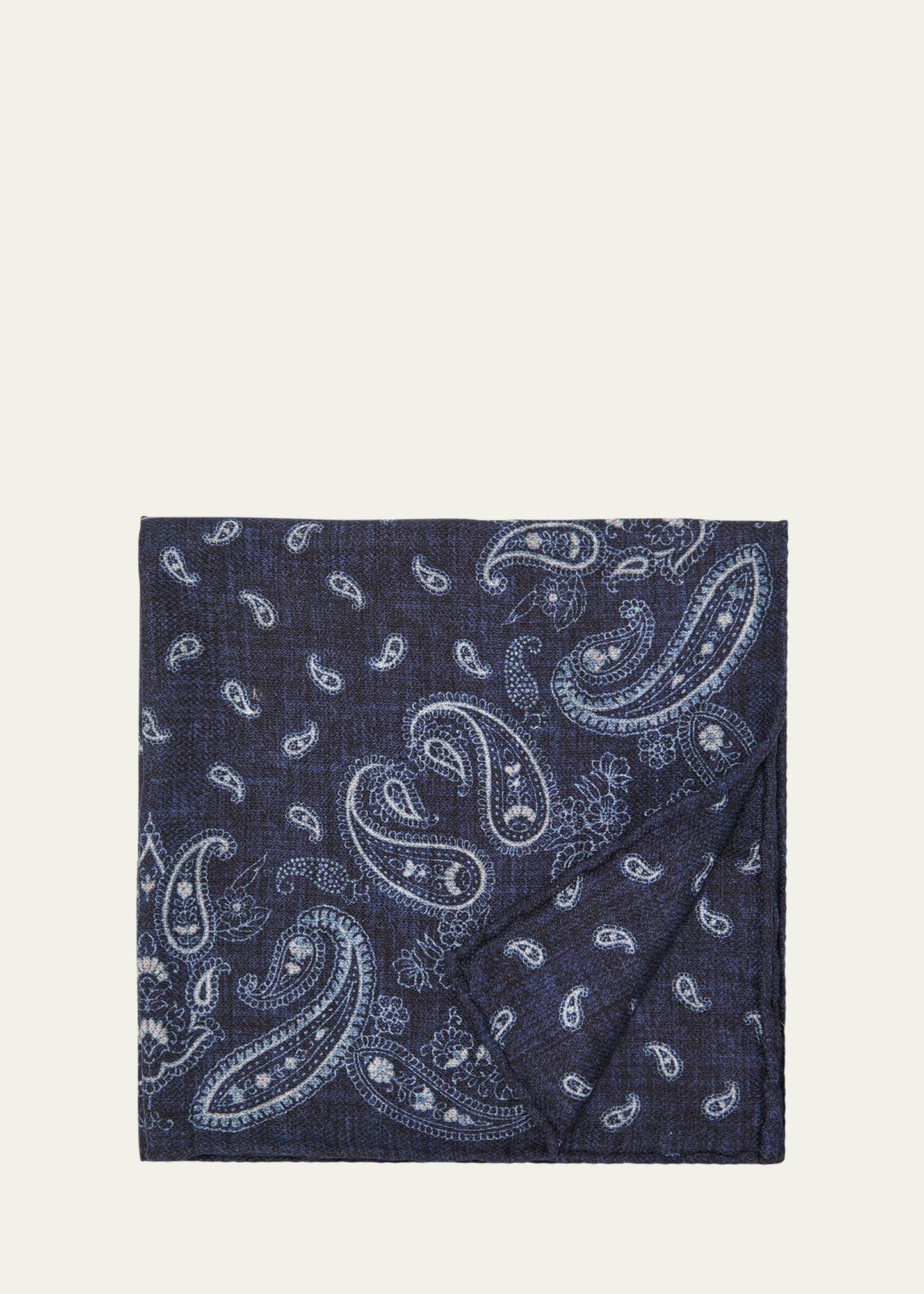 Mens Silk Paisley Pocket Square Product Image