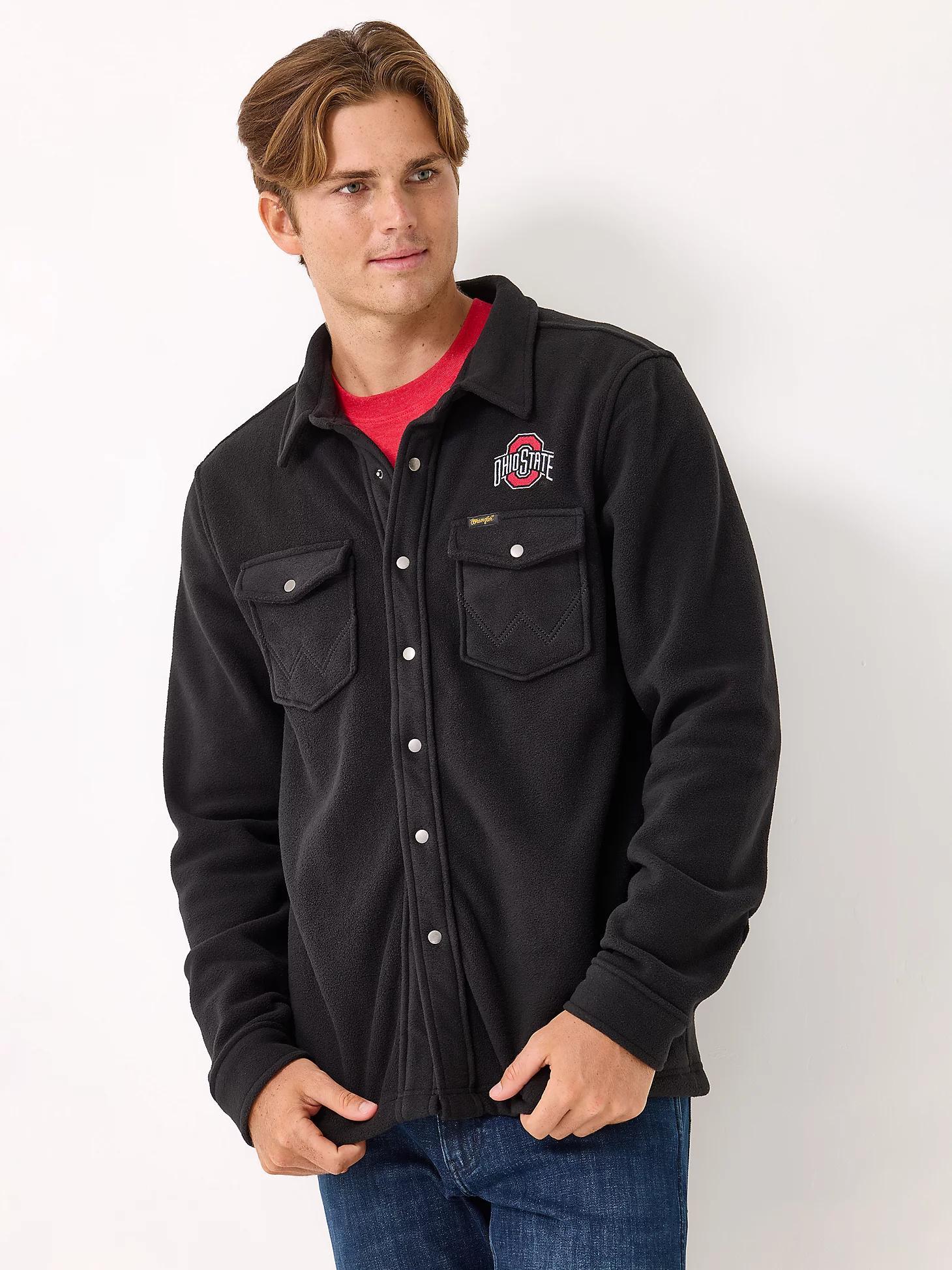 Men's Wrangler Collegiate Fleece Western Snap Jacket | Men's JACKETS & OUTERWEAR | Wrangler® Product Image