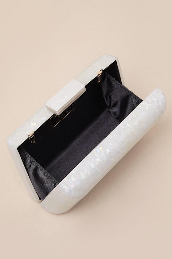 Masie Ivory Iridescent Hardcase Clutch Product Image