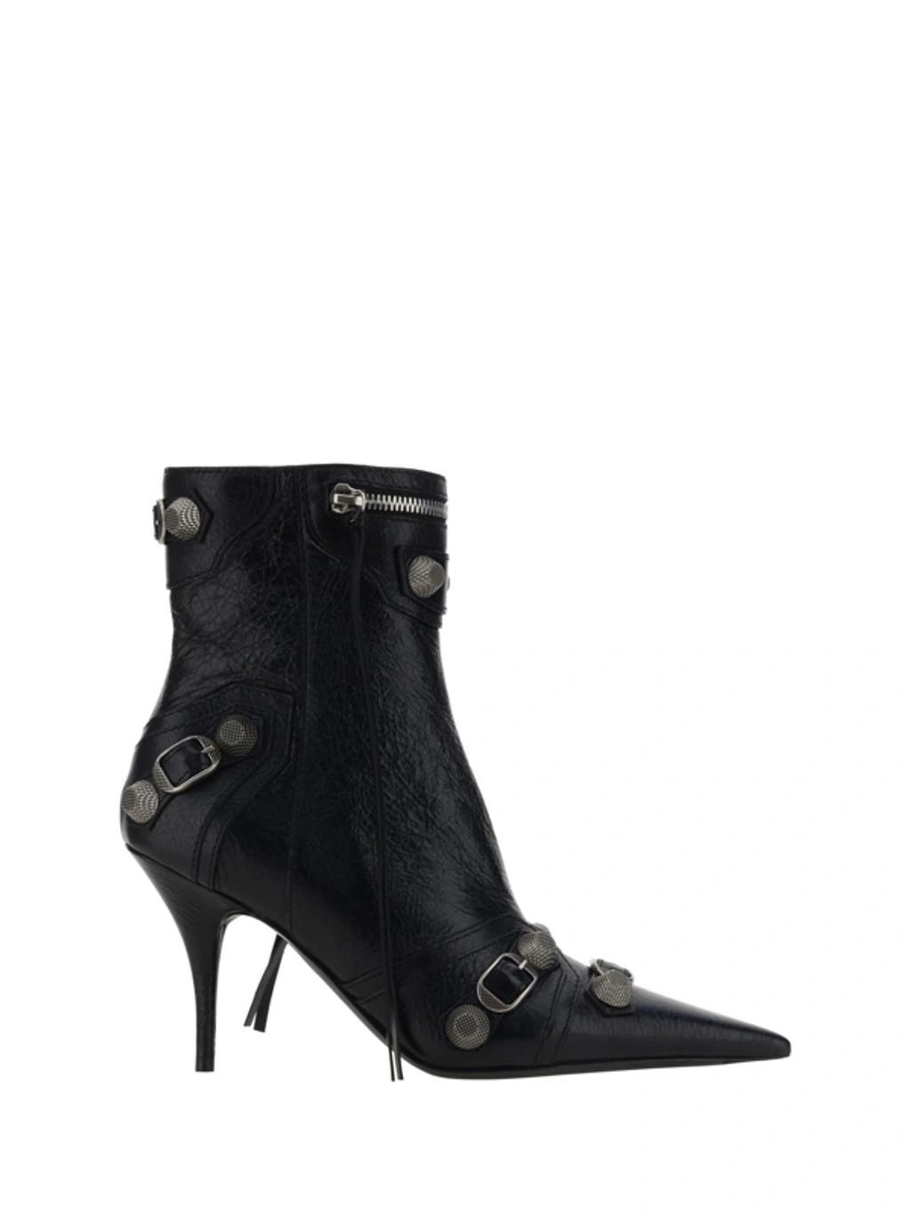 BALENCIAGA Cagole Leather Bootie In Black Product Image