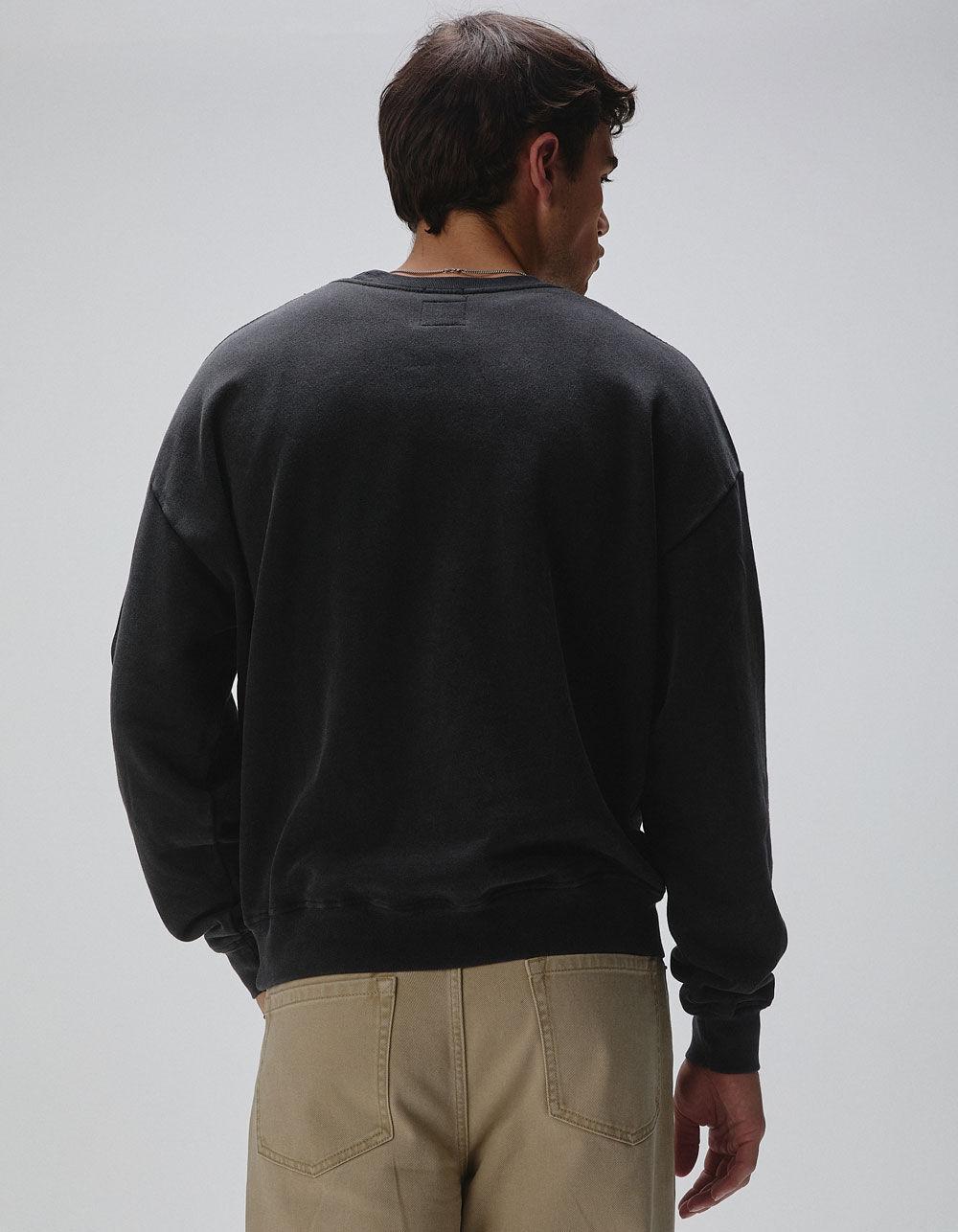 RSQ Mens Washed Oversized Crewneck Sweatshirt - BLACK Product Image