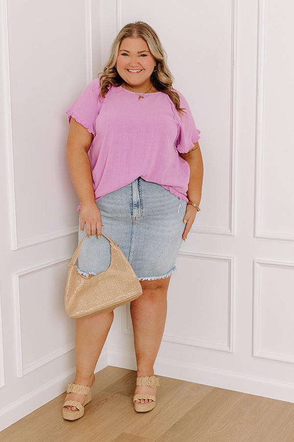 Open Book Frayed Shift Top In Violet Curves Product Image