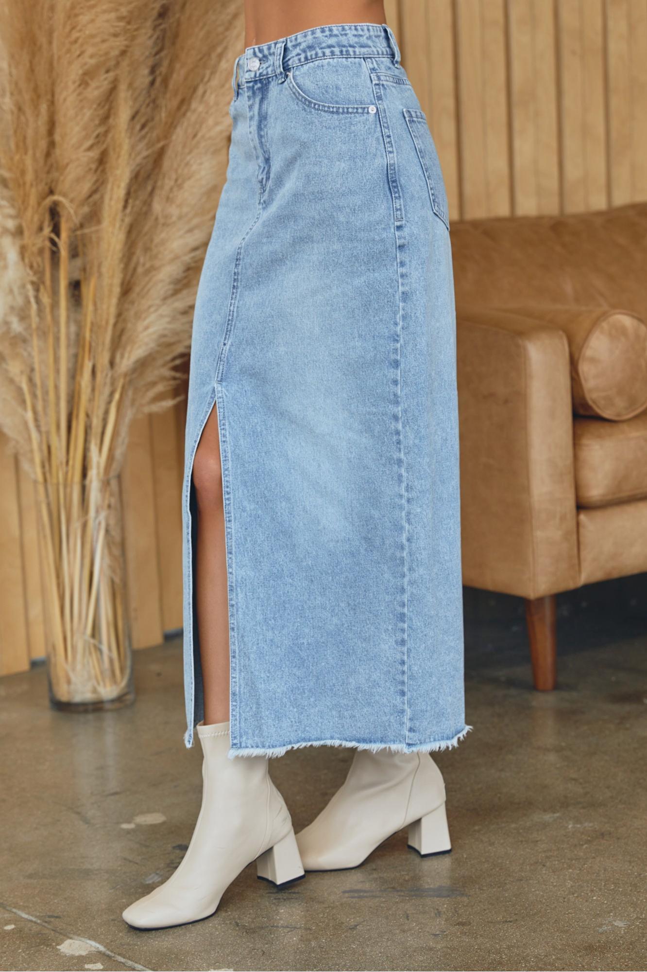 Confident Strides Light Denim Skirt Product Image