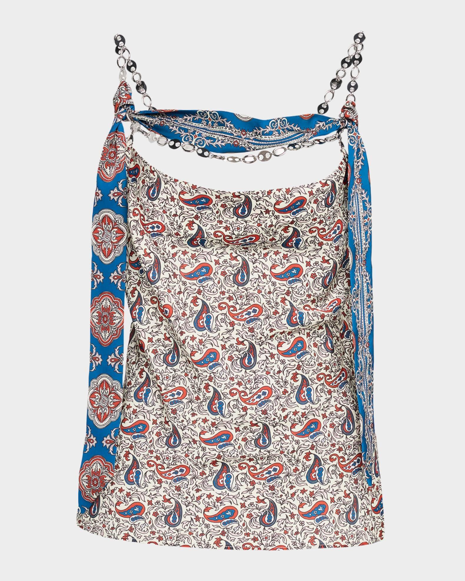 Paisley Satin Cowl-Neck Chain Cami Product Image