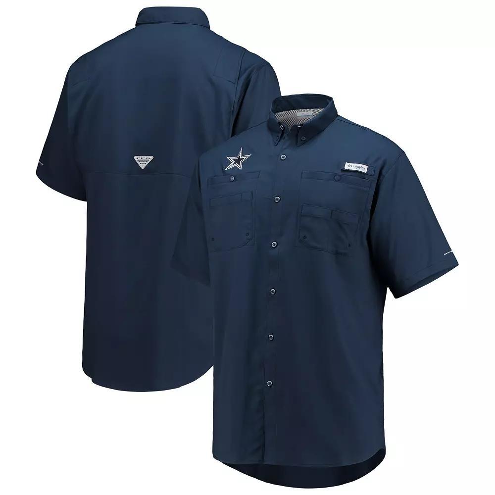 Men's Columbia Navy Dallas Cowboys Tamiami Omni-Shade Button-Down Short Sleeve Shirt,  Product Image
