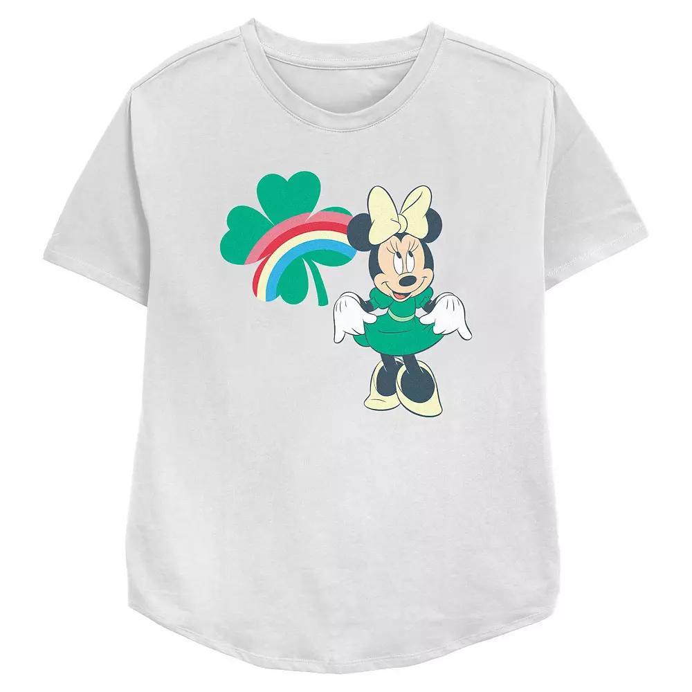Disney's Minnie Mouse Rainbow Print Shamrock Women's Relaxed Fit Graphic Tee,  Product Image