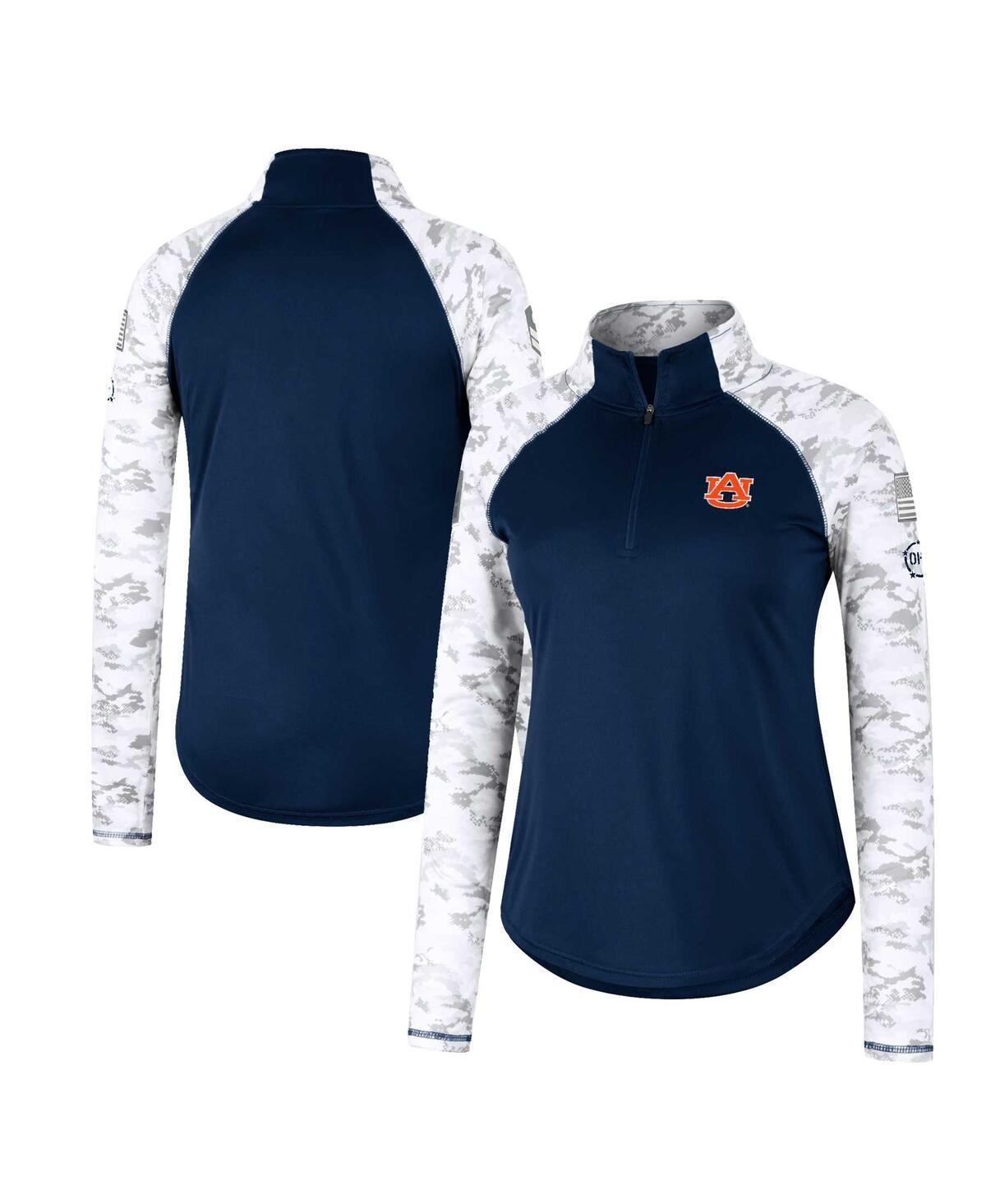 Womens Colosseum Notre Dame Fighting Irish OHT Military Appreciation Flash Arctic Camo Raglan Quarter-Zip Jacket Blue Product Image