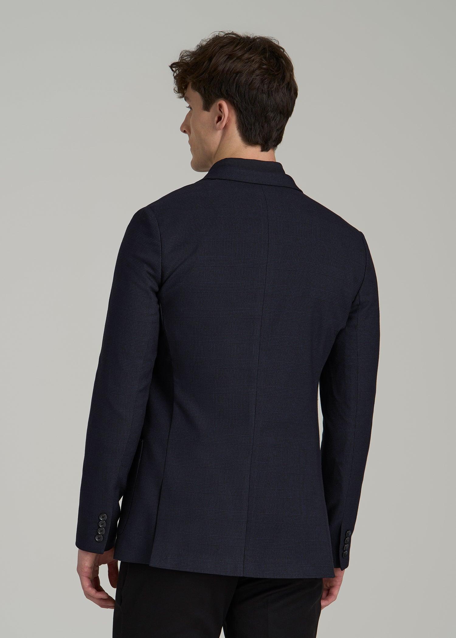 Core Blazer for Tall Men in Black and Blue Plaid Male Product Image