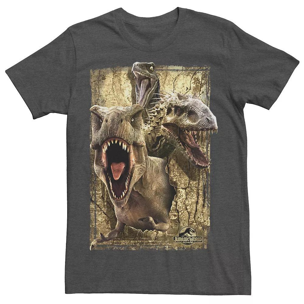 Men's Jurassic World Killer Dinosaur Collage Tee, Size: Medium, Grey Heather Product Image