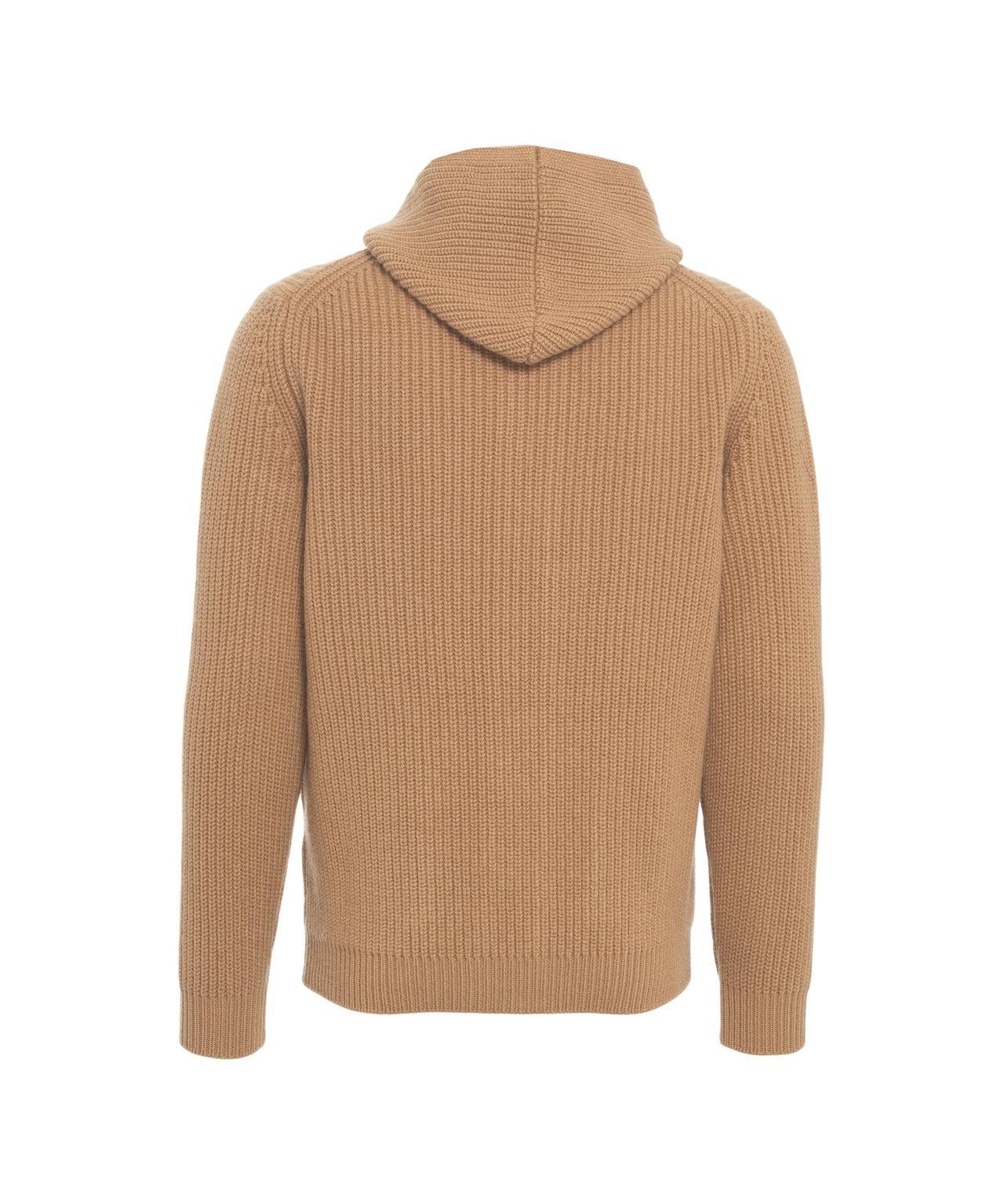 Ribbed cardigan with hood Product Image