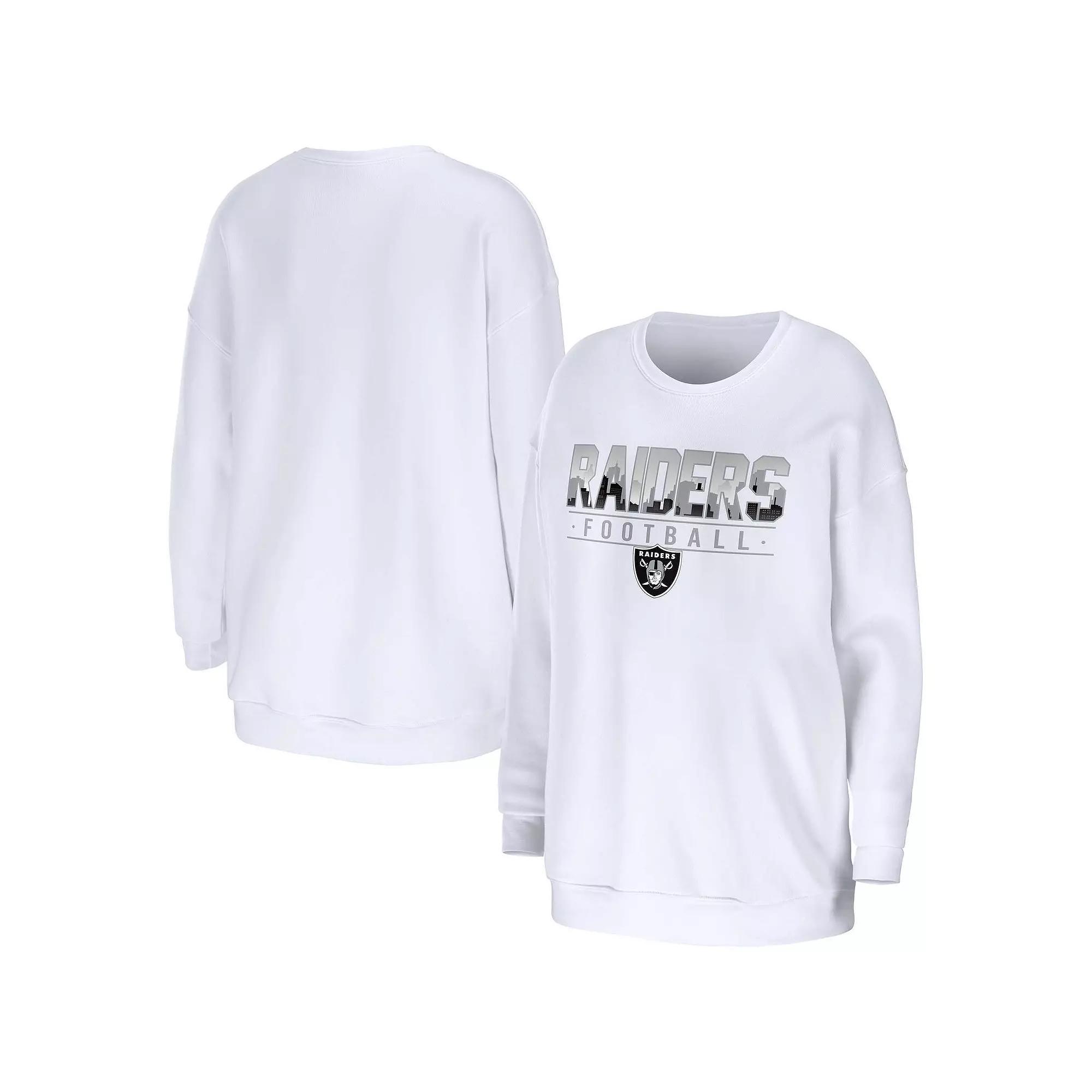 Women's WEAR by Erin Andrews White Las Vegas Raiders Domestic Pullover Sweatshirt,  Product Image
