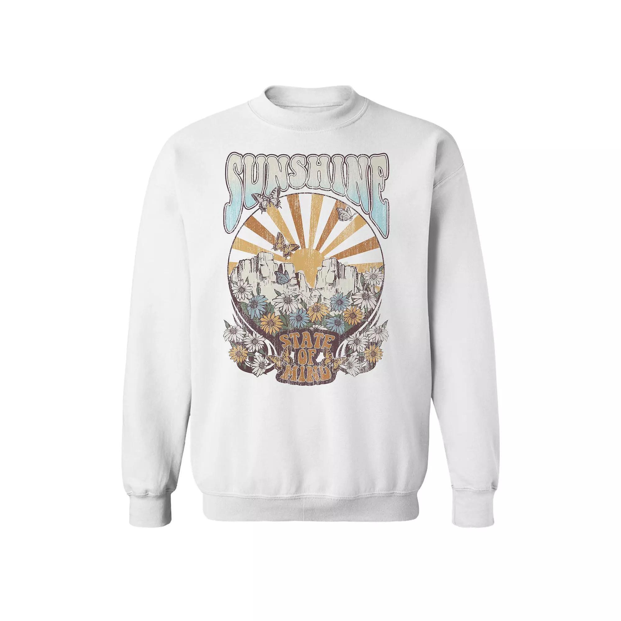 Junior's Sunshine Retro Graphic Fleece Sweatshirt, Women's, Size: XXL, White Product Image