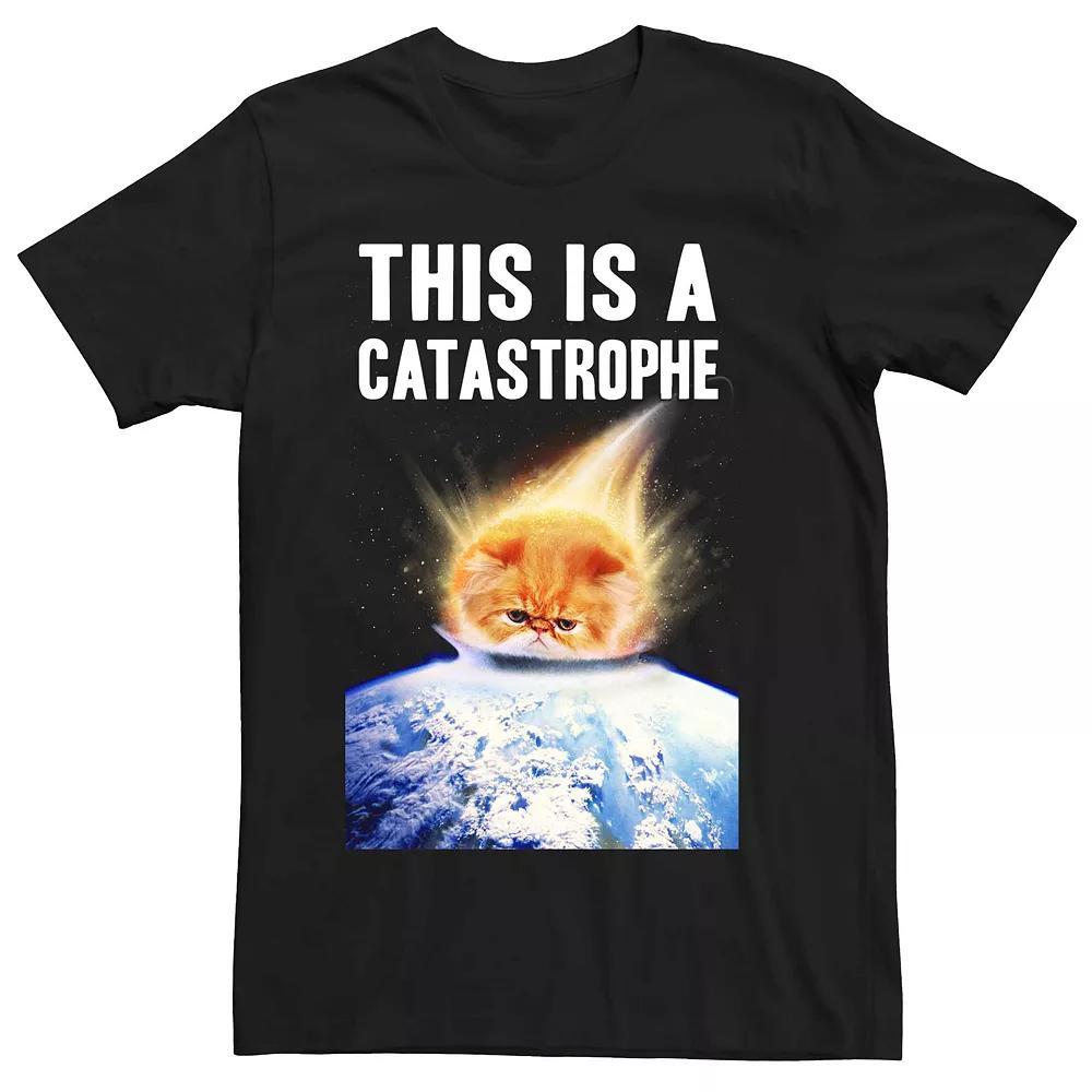 Men's Catastrophe Meteor Cat Humor Graphic Tee, Size: XXL, Black Product Image