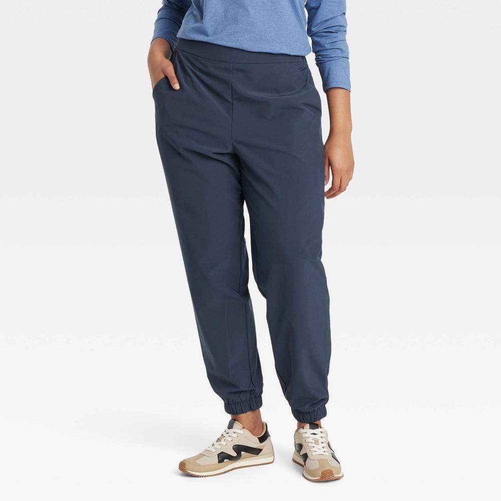 Women's High-Rise Winter Woven Lined Joggers - All In Motion™ Blue L Product Image