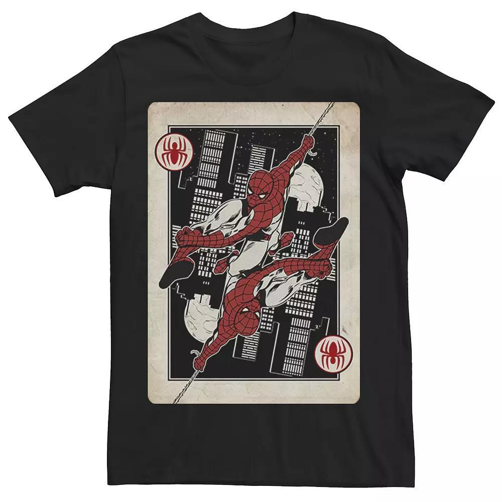 Mens Marvel Spider-Man Classic Swing Playing Card Tee Product Image