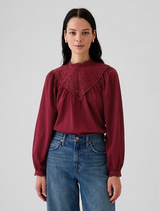 Embroidered Eyelet Top Product Image