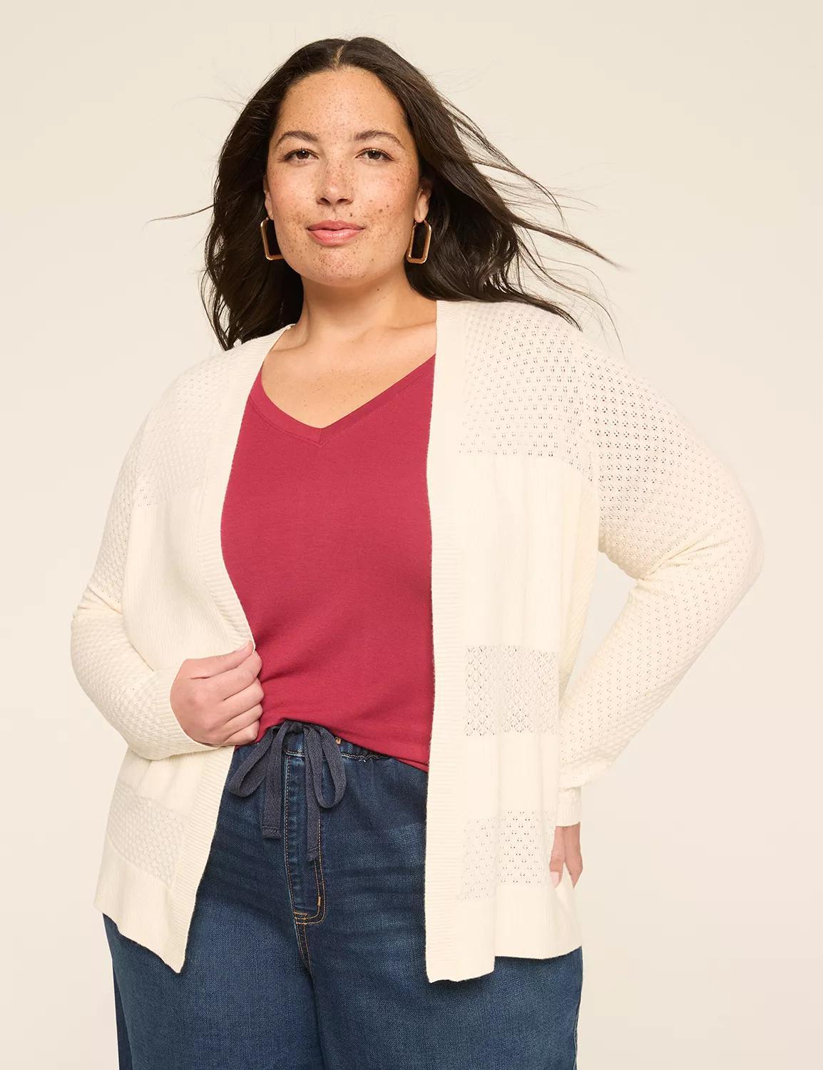 Pointelle Open-Front Cardigan Product Image