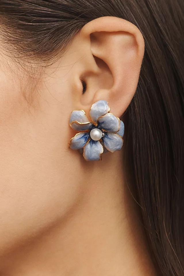 The Pink Reef Handpainted Floral Post Earrings Product Image