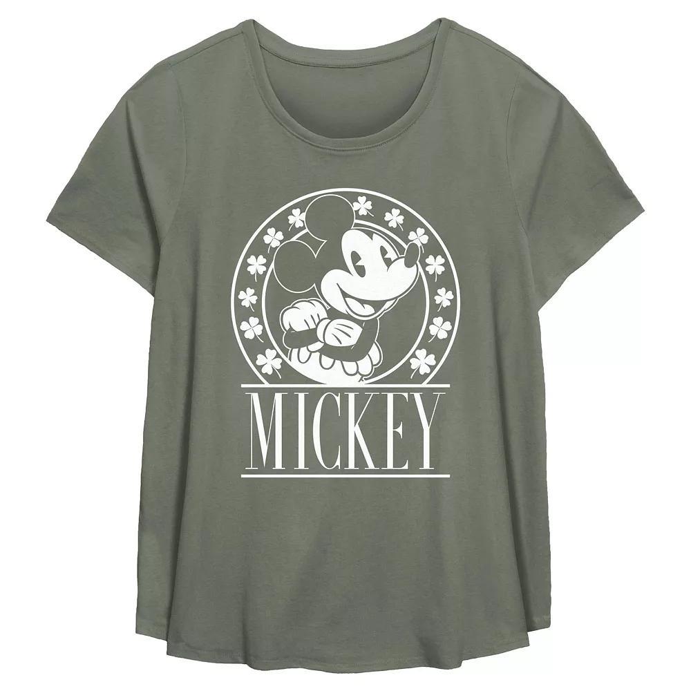 Disney's Mickey Mouse Lucky Stamp Plus Size Flowy Graphic Tee, Women's, Size: 5XL, Green Product Image