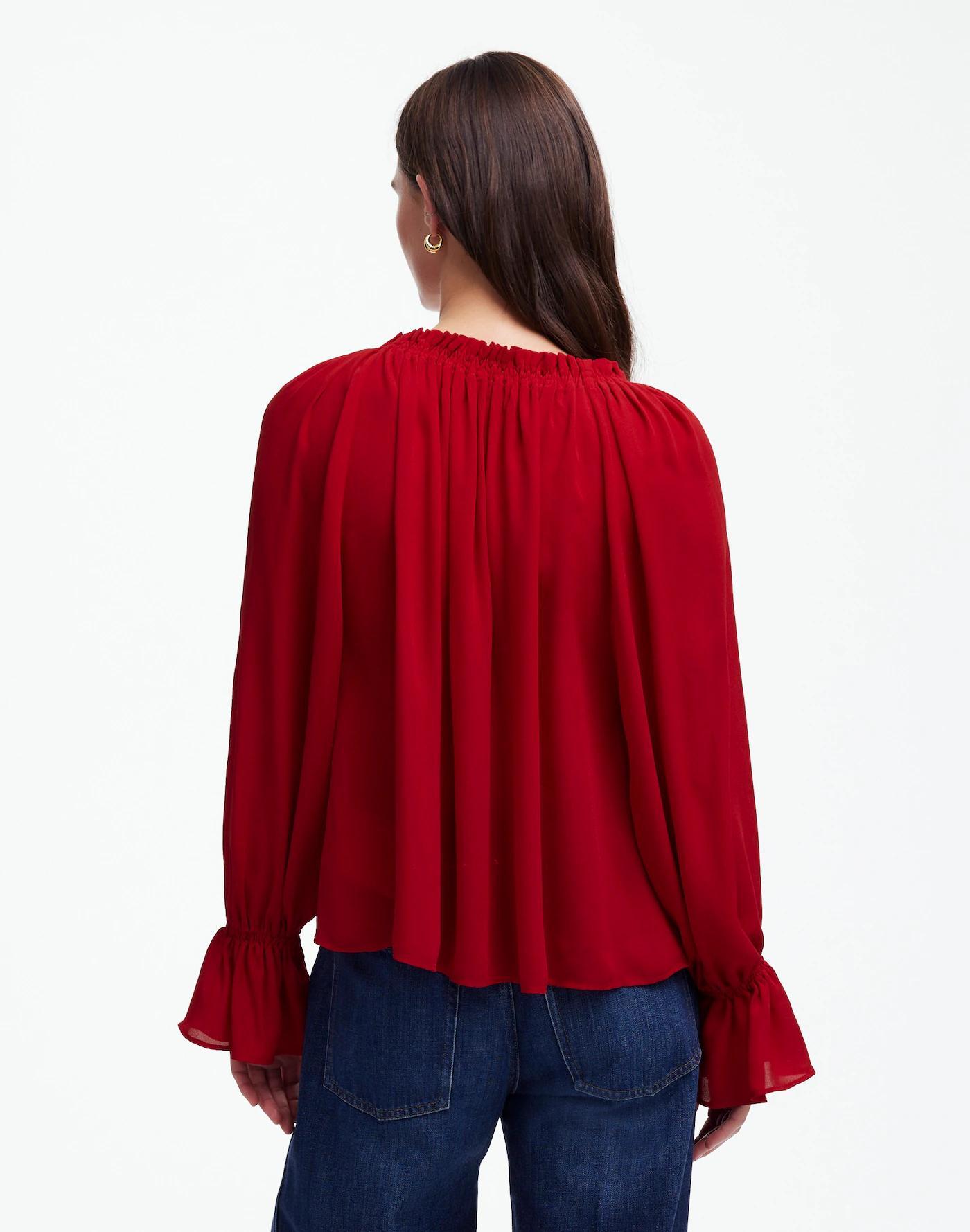 Long-Sleeve Tie-Neck Top Product Image