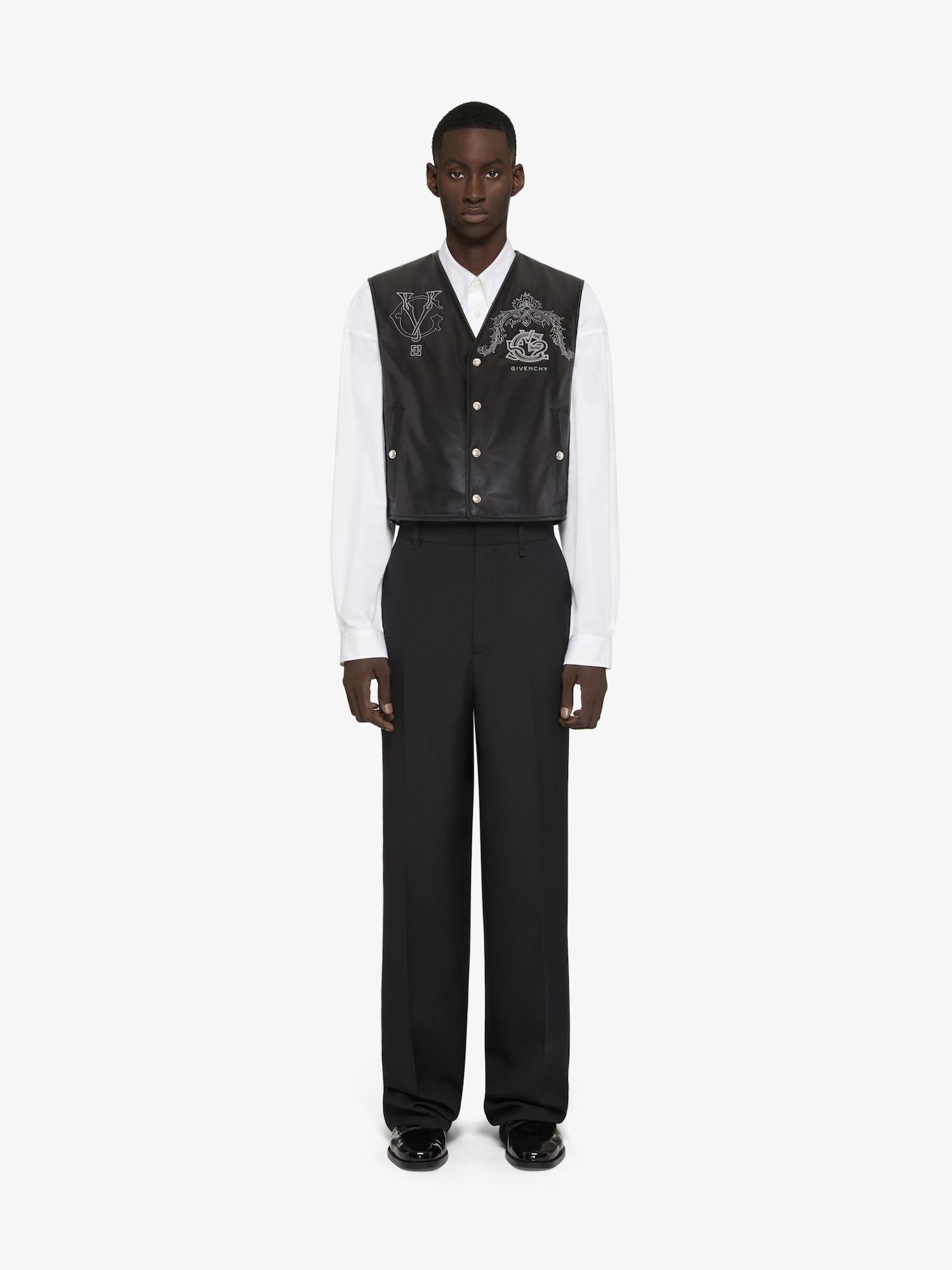 GIVENCHY Crest waistcoat in embroidered leather Product Image