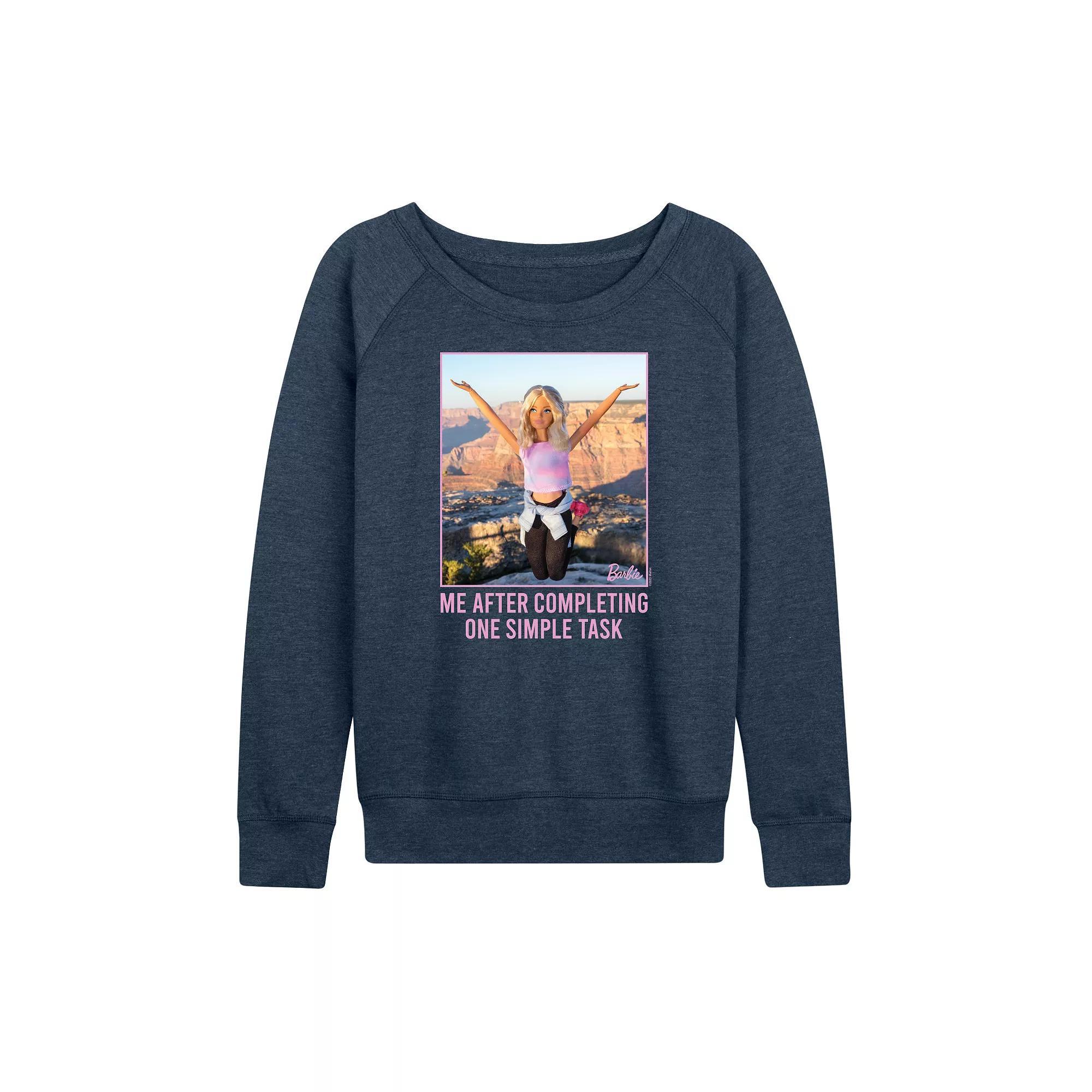 Women's Barbie® One Simple Task French Terry Long Sleeve Tee, Girl's,  Product Image