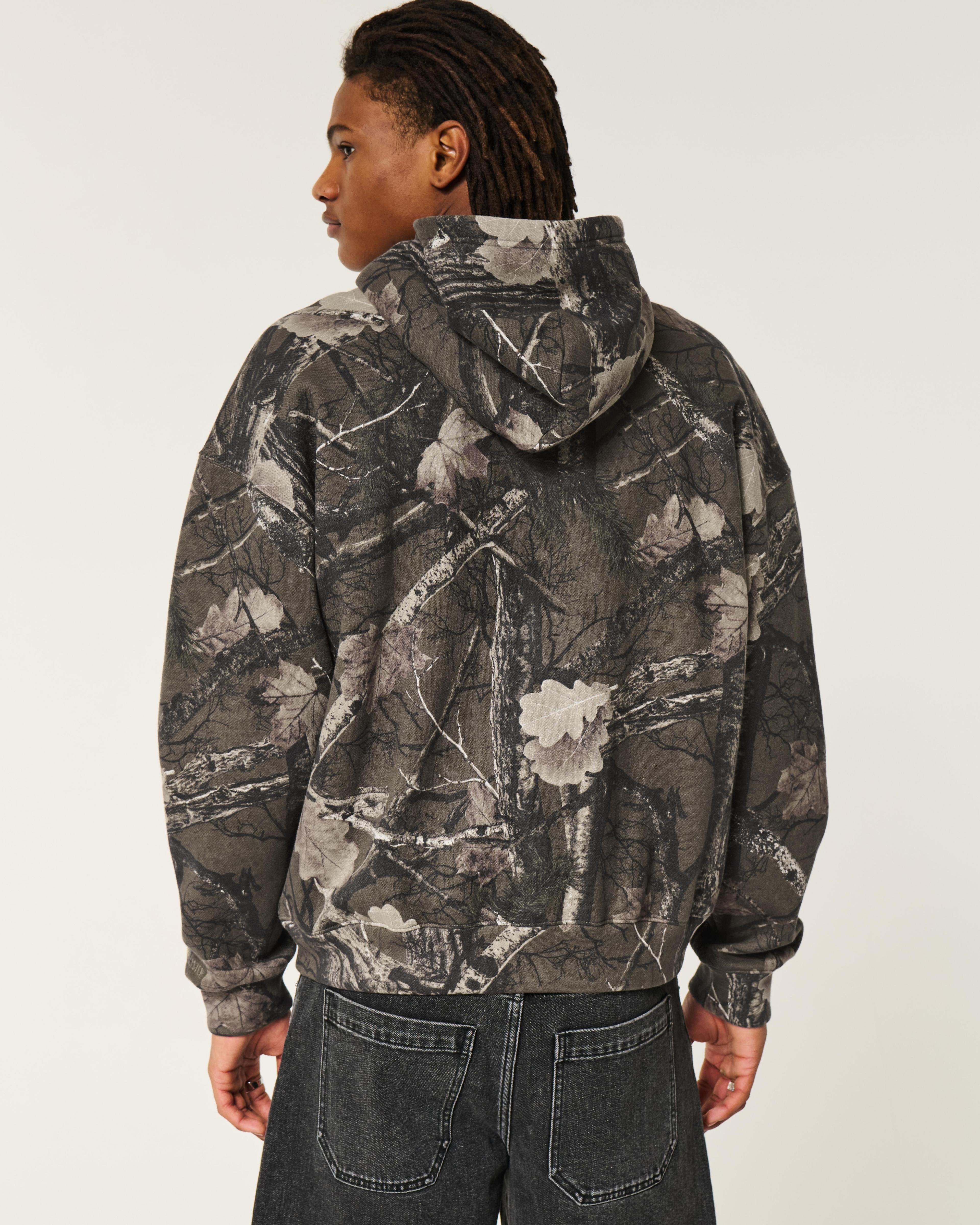 Boxy Camo Zip-Up Hoodie Product Image