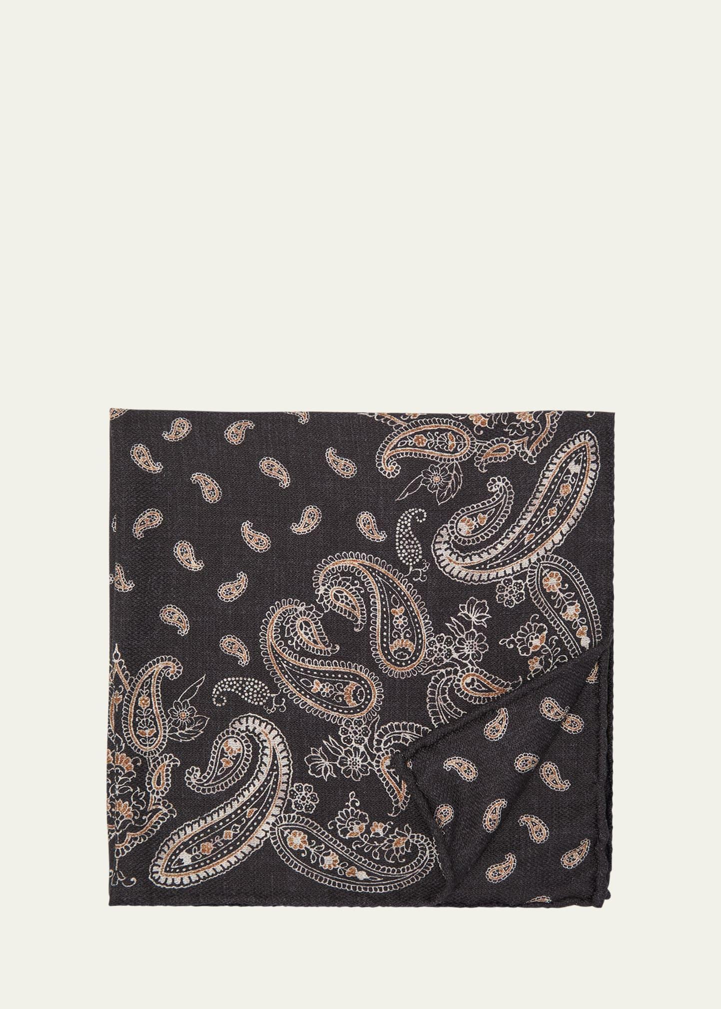 Mens Silk Paisley Pocket Square Product Image