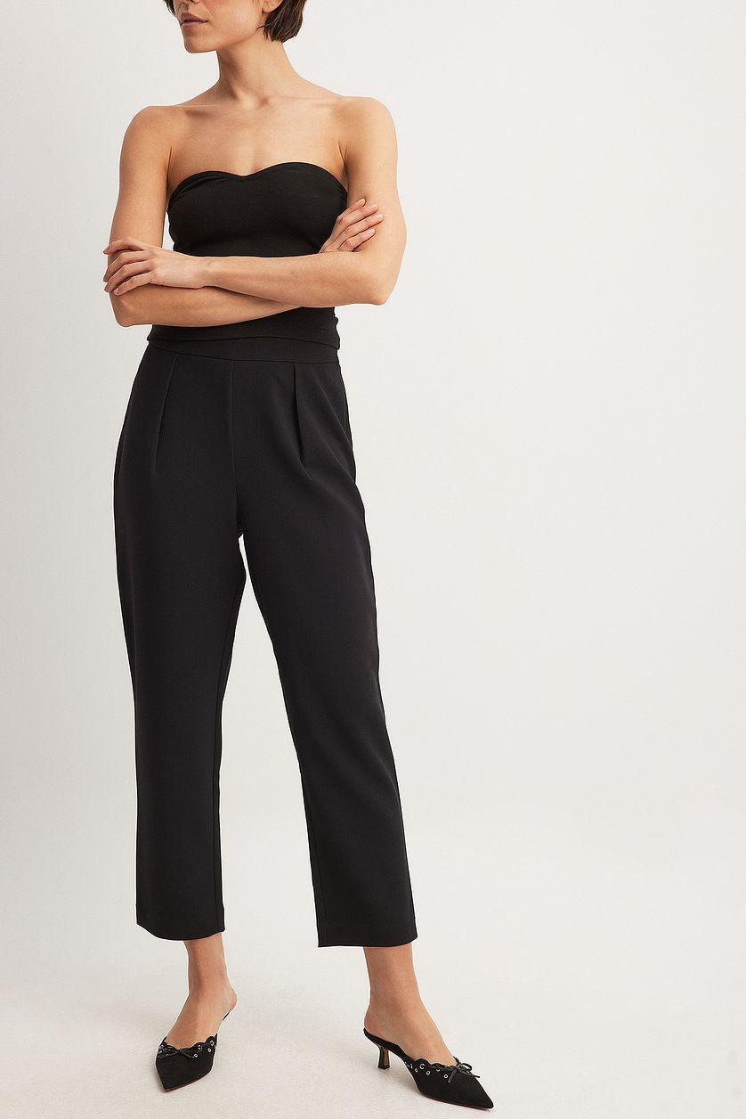 Tapered High Waist Pants Black Product Image