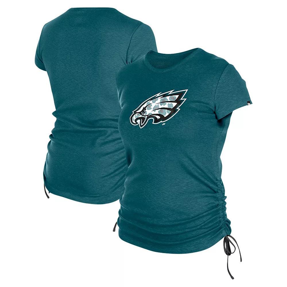 Women's New Era Midnight Green Philadelphia Eagles Ruched Side T-Shirt,  Product Image