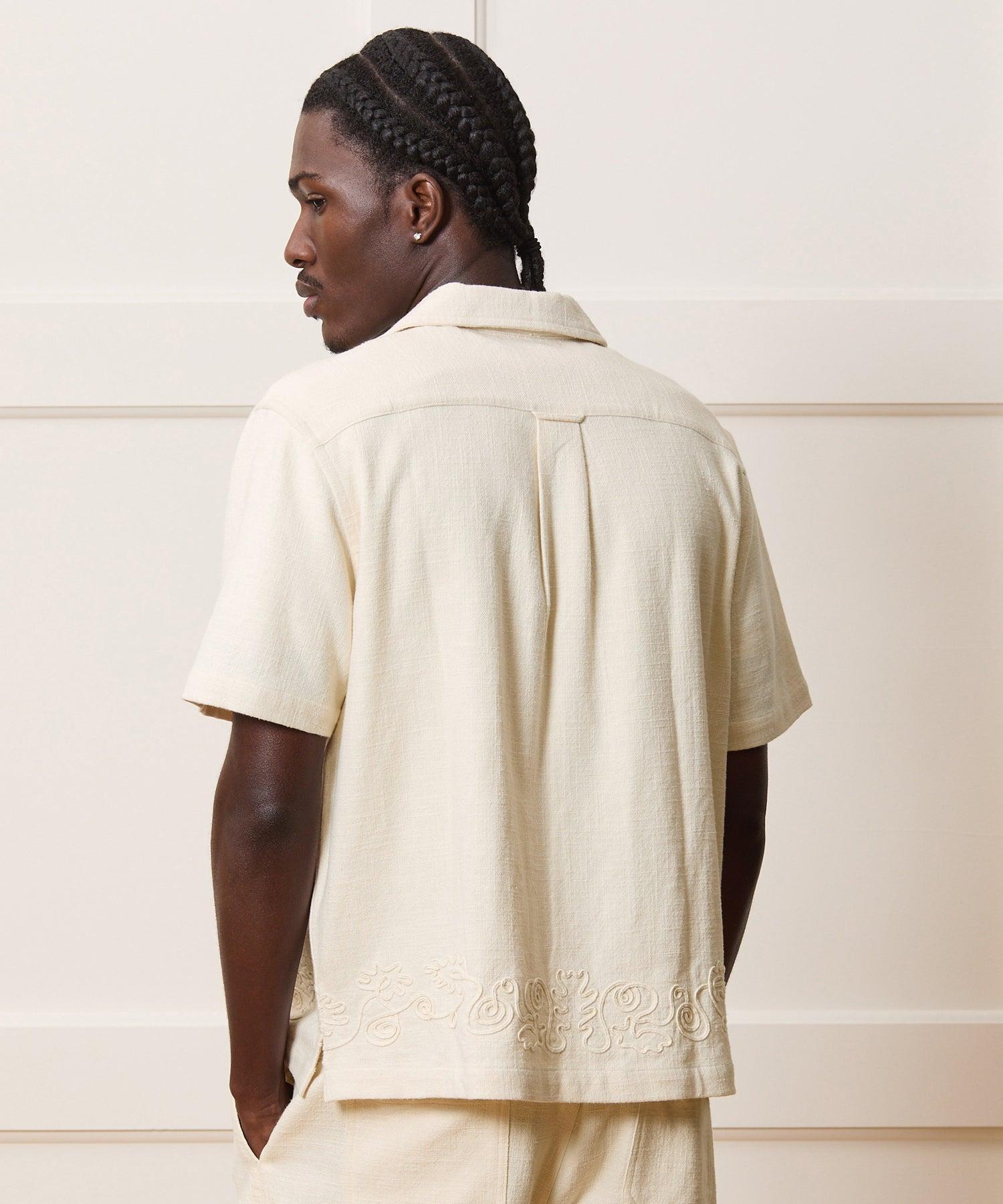 Cropped Cotton Camp Collar Shirt Product Image