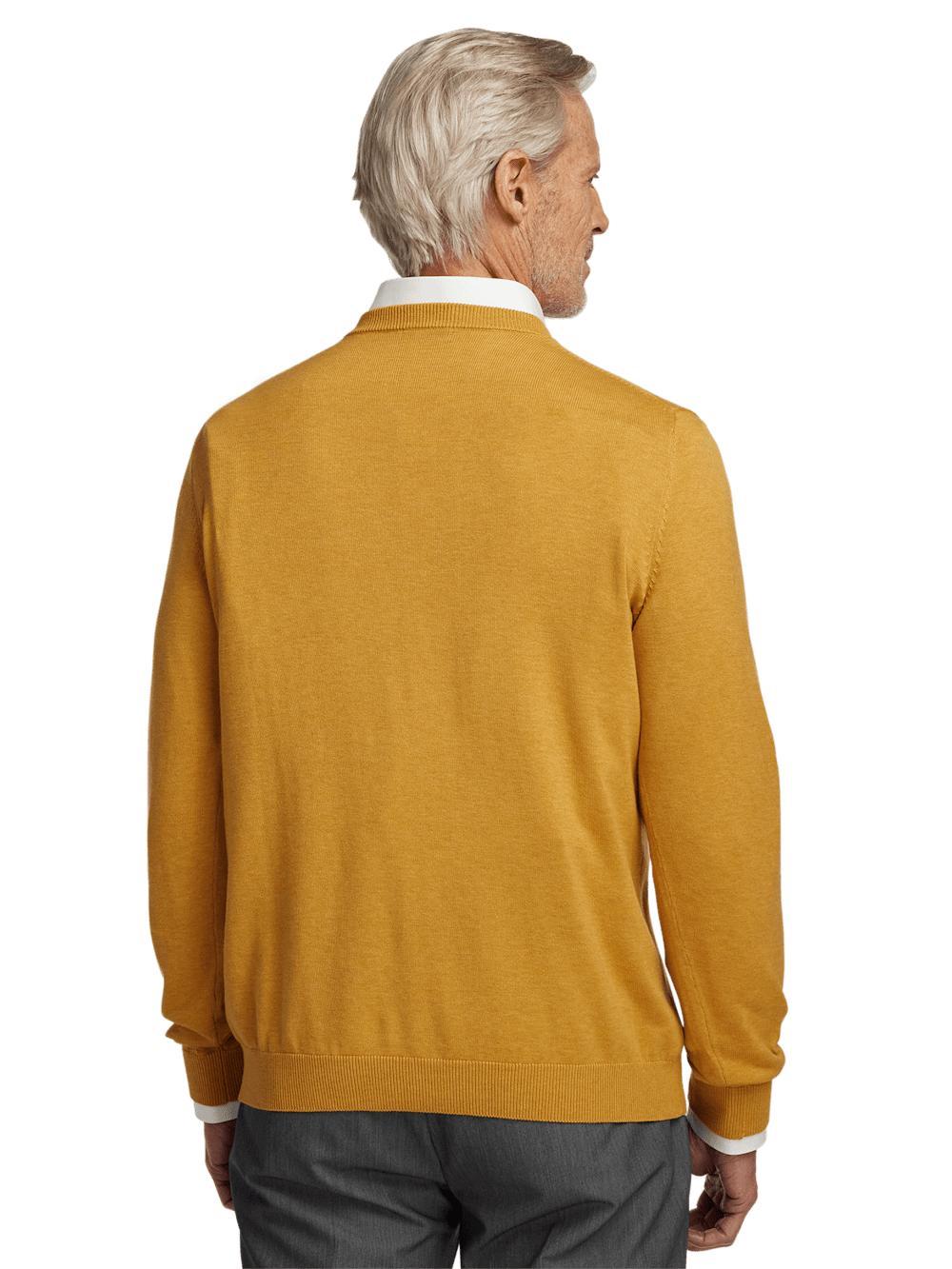 Supima Cotton V-neck Sweater - Mustard Product Image