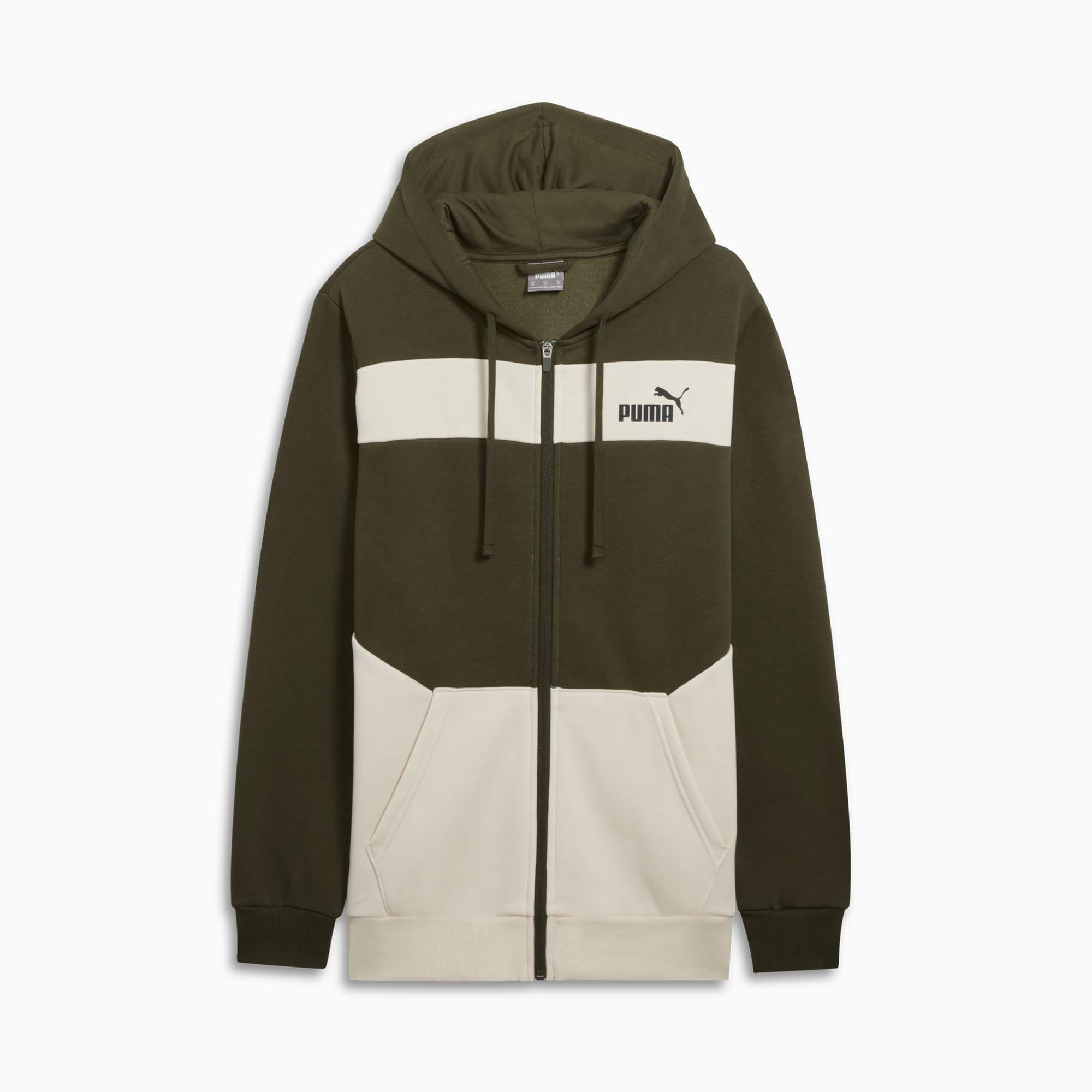 PUMA Power Mens Colorblock Hoodie in Grey Skies Product Image