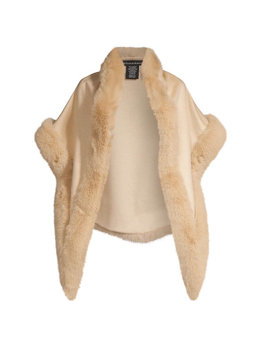 Cashmere Faux Fur Trimmed Diamond Wrap Product Image