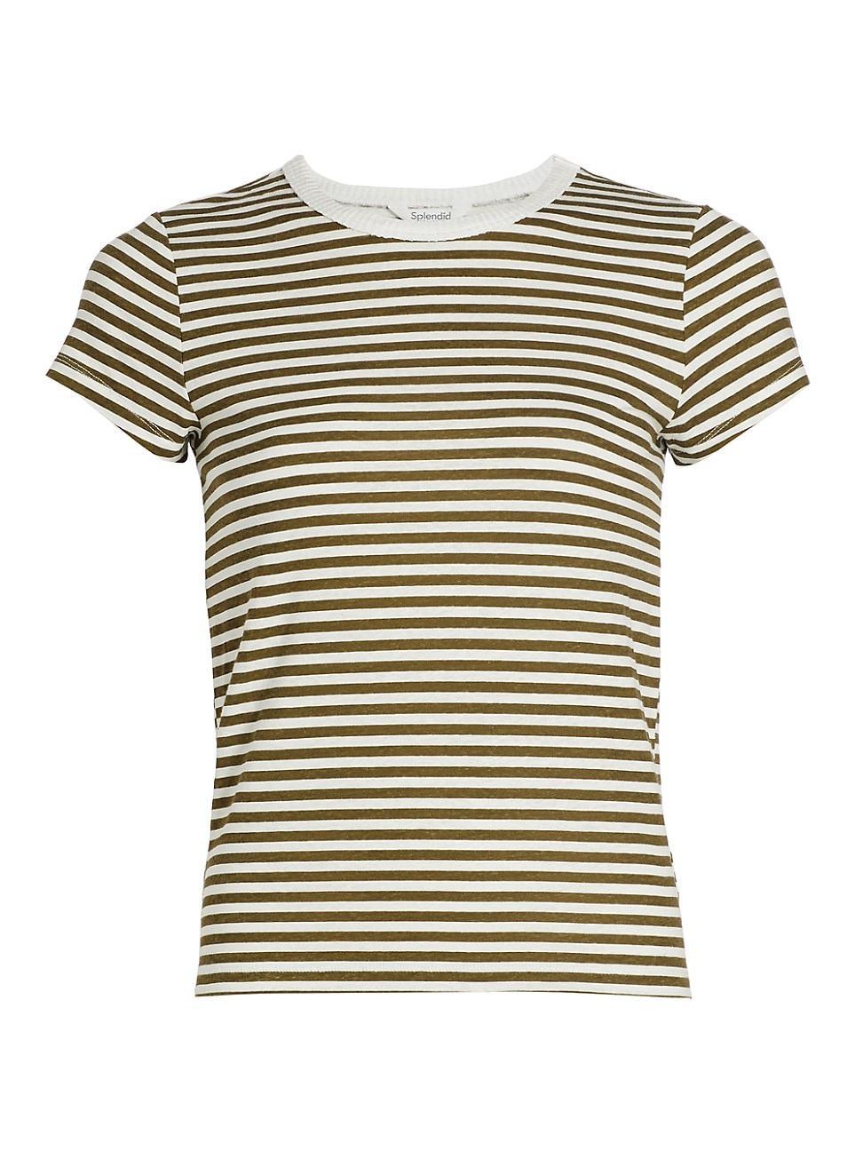 Splendid Candice Short Sleeve Crew Stripe) Women's Clothing Product Image