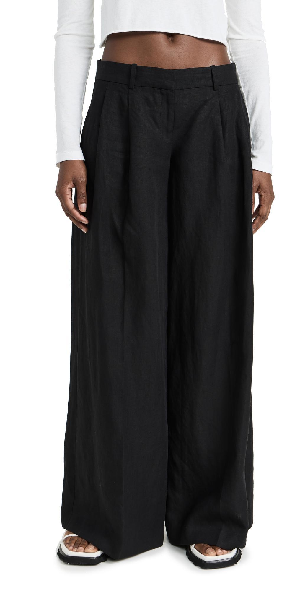 Womens Pleated Low-Rise Wide-Leg Pants Product Image