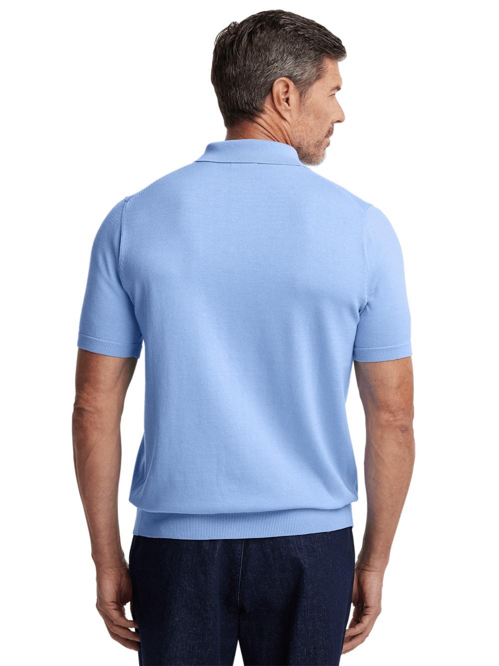 Supima Cotton Three Button Polo - Blue Product Image