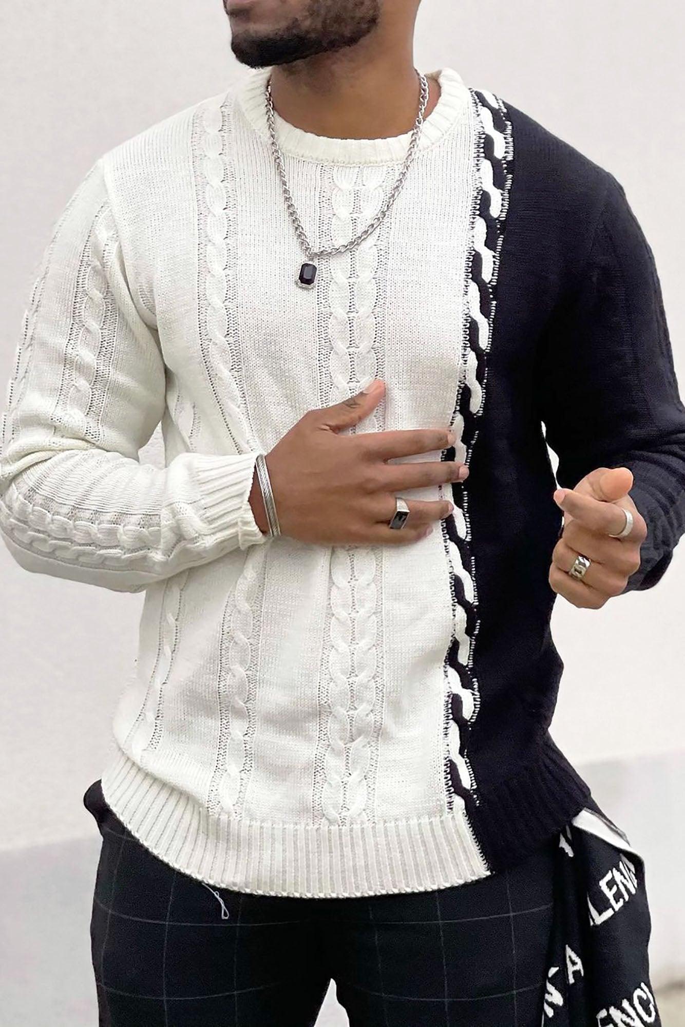 Cody Cable Knit Sweater - White/combo Product Image