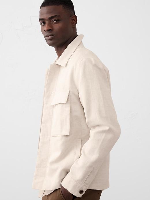 Tailored-Fit Textured Canvas Overshirt Product Image