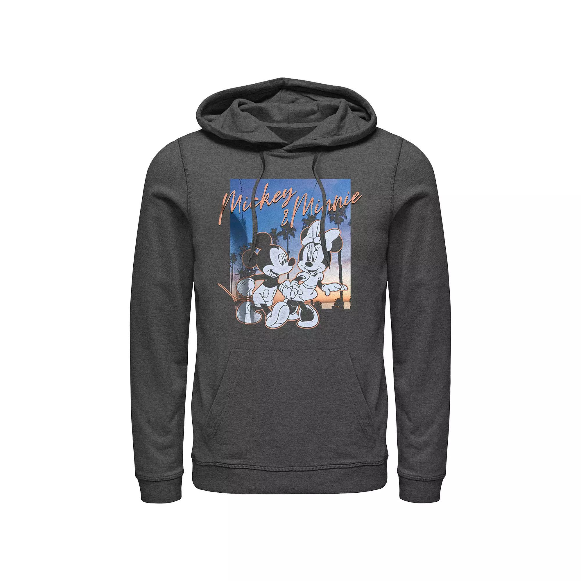 Men's Mickey Mouse Sunset Couple Graphic Hoodie, Size: XL, Grey Heather Product Image
