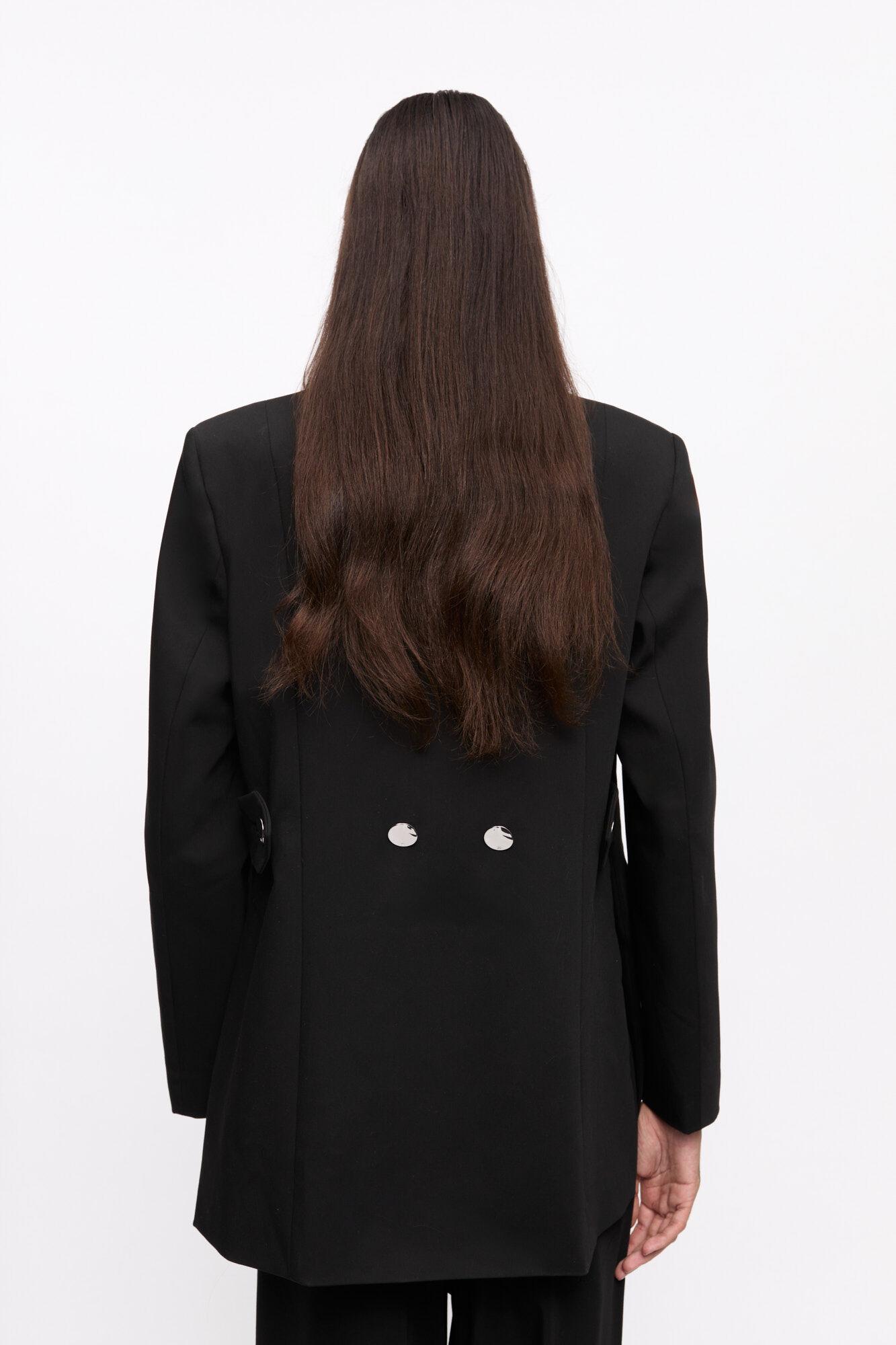 Black Solid Twill Suiting Blazer Product Image