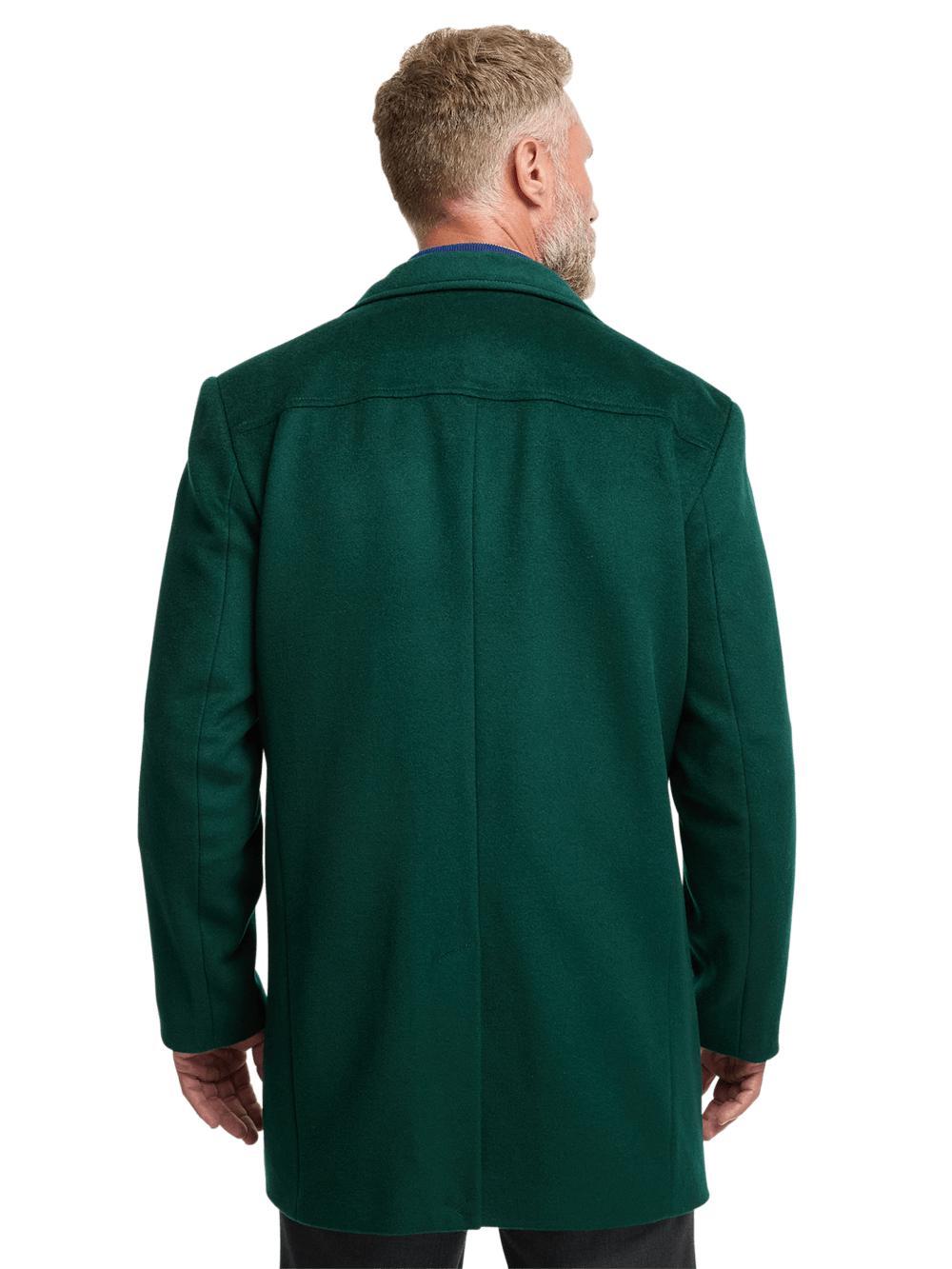 Wool Double Breasted Carcoat - Dark Green Product Image