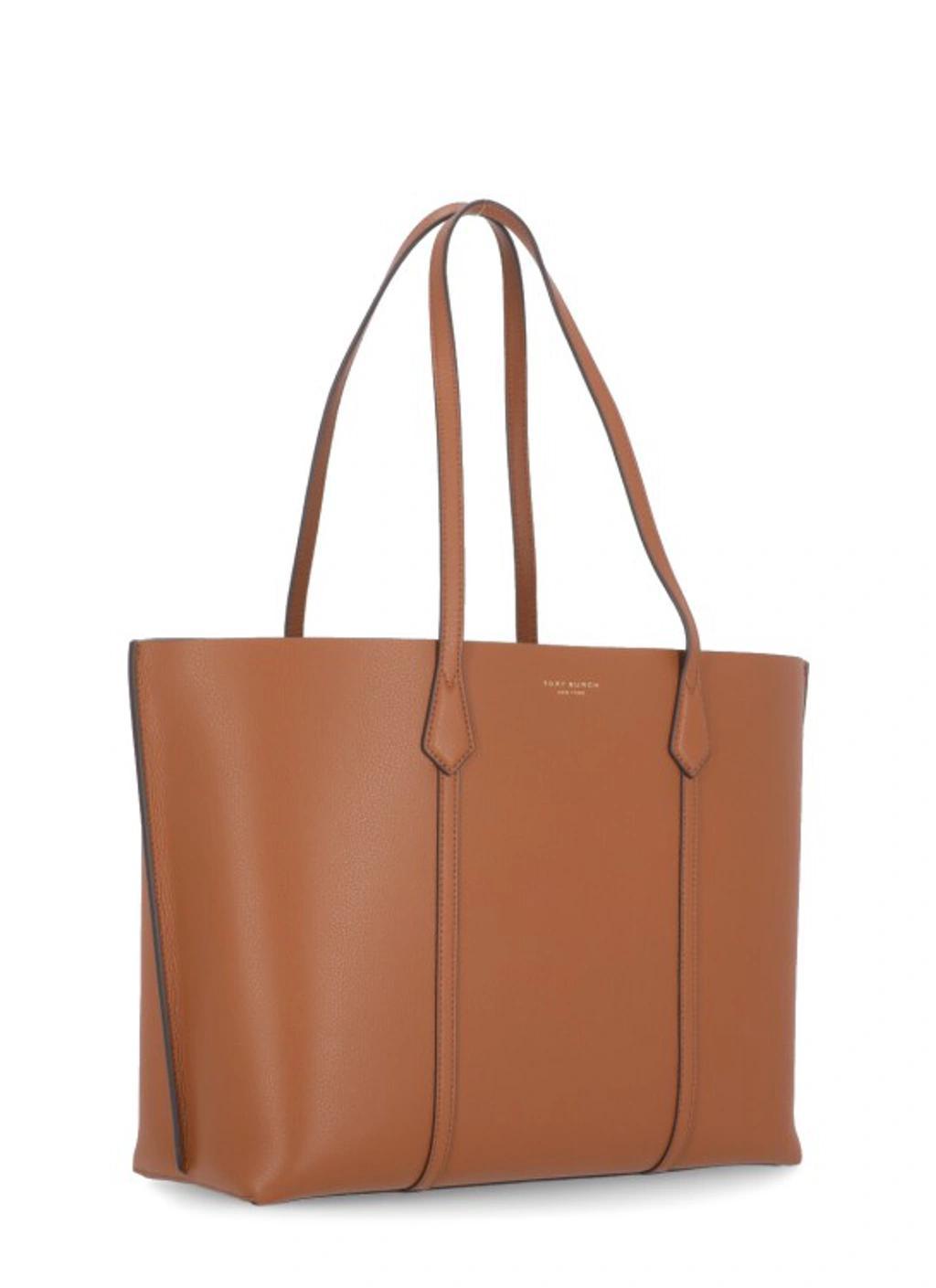 TORY BURCH Perry Triple Compartment Leather Tote In Light Umber Product Image