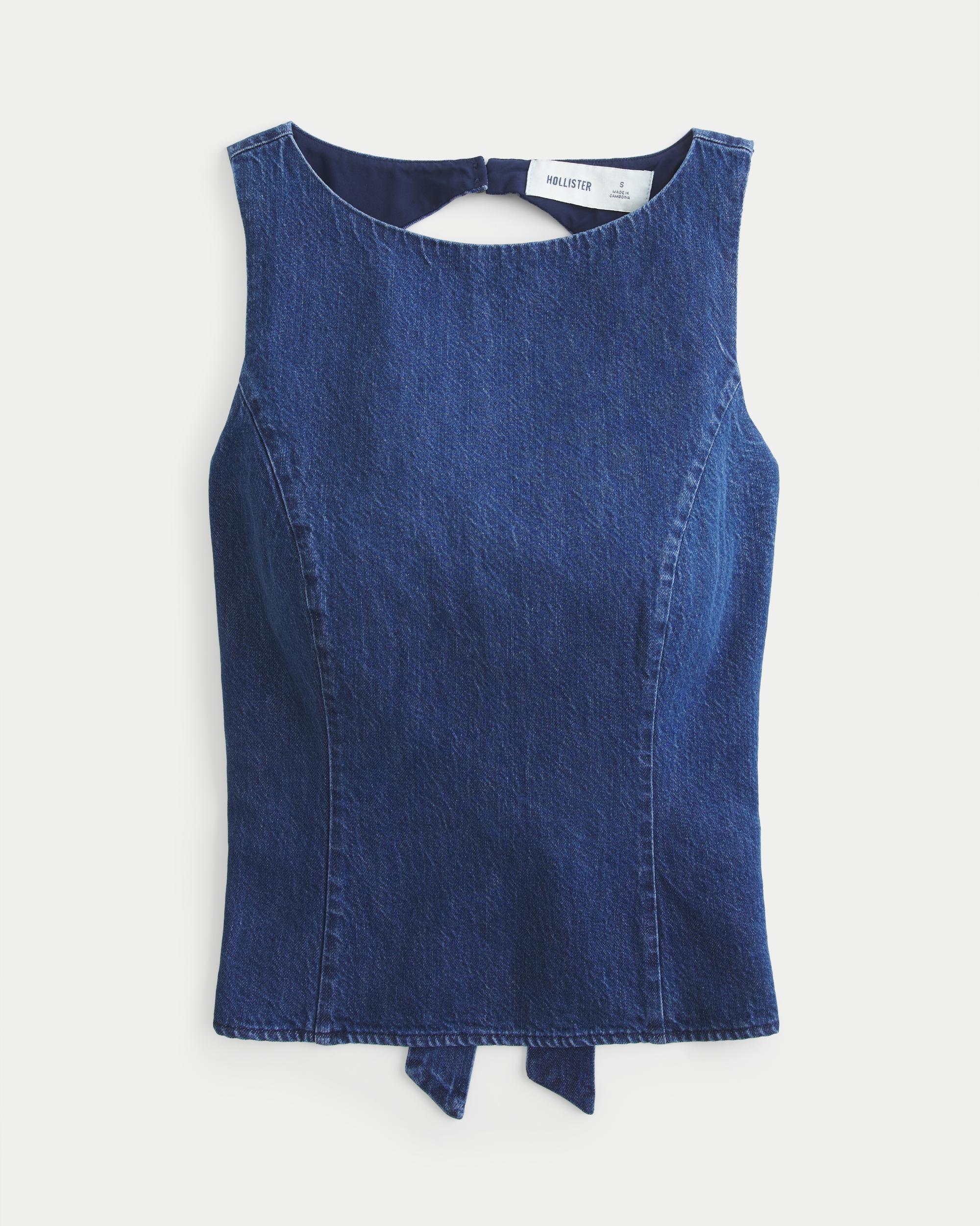 Denim Open-Back Top Product Image