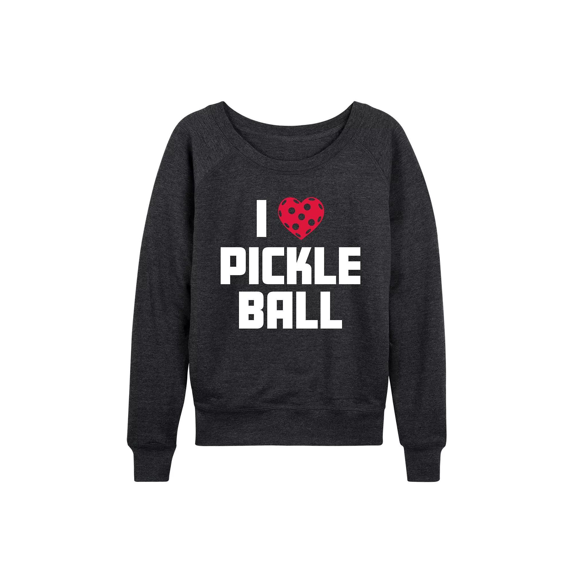 Women's I Love Pickleball French Terry Long Sleeve Tee, Girl's, Size: XL, Grey Gray Product Image